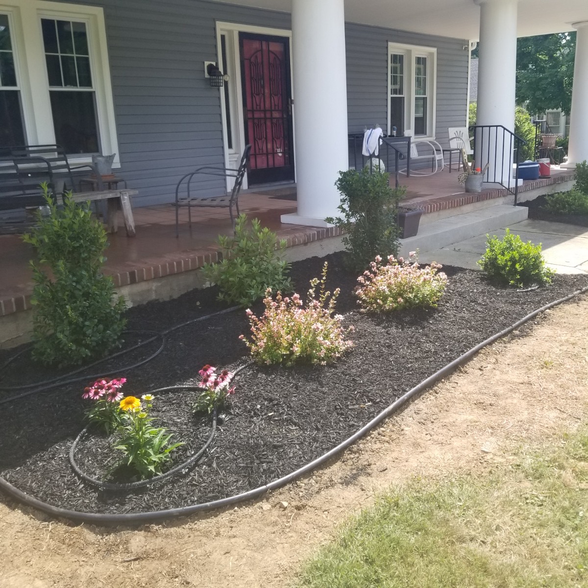 Freshly mulched lawn area in York PA after landscaping