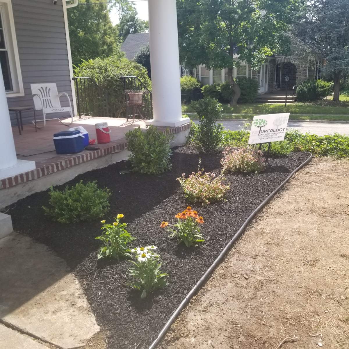 Mulched backyard in York PA after cleanup and landscaping