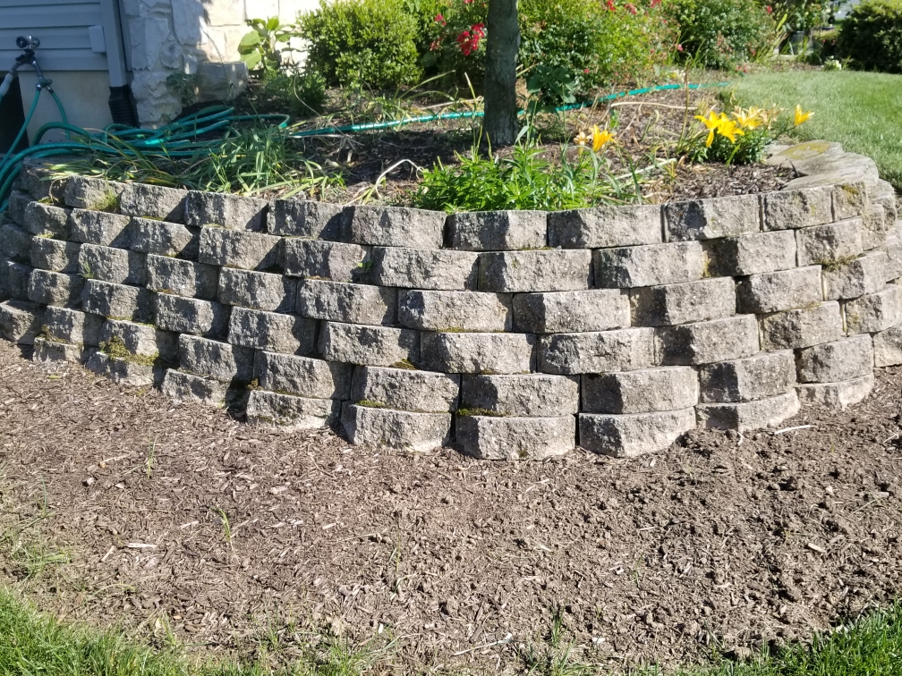 Circular stone garden in York PA before expansion and landscaping